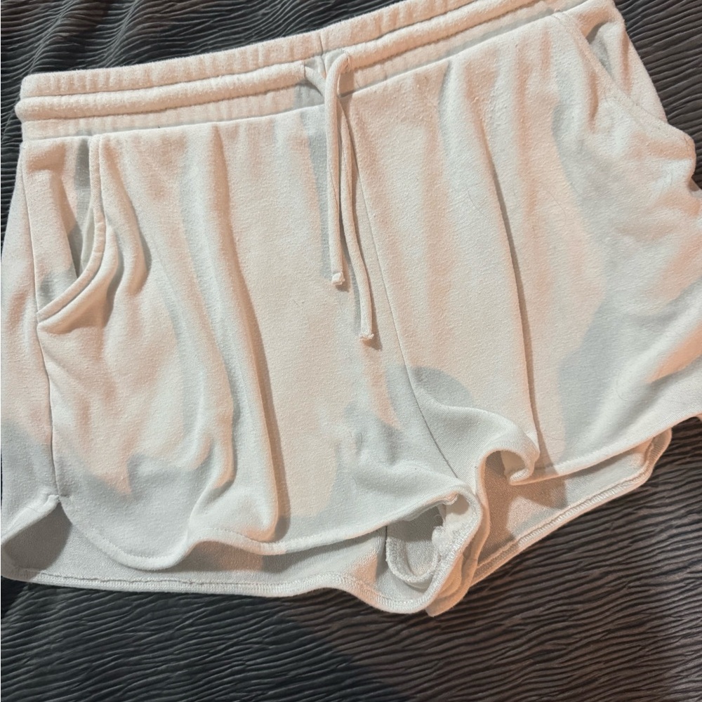 Zara White Athletic Shorts Elastic Waistband Lightweight